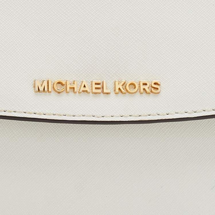Pre Owned Michael Kors White Leather Small Ava Top Handle Bag