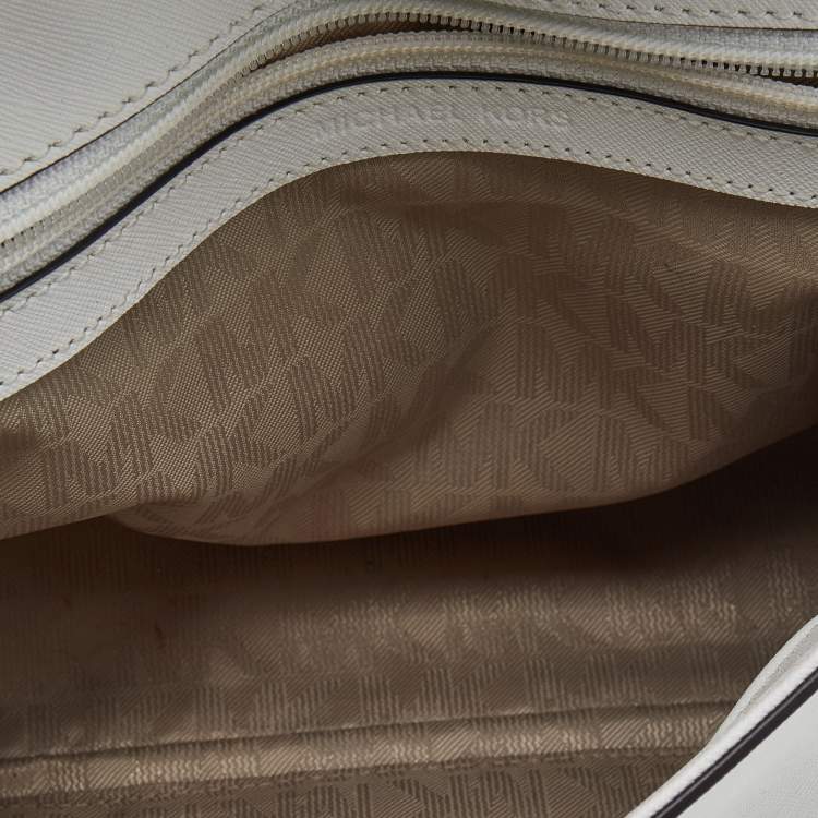 Pre Owned Michael Kors White Leather Small Ava Top Handle Bag