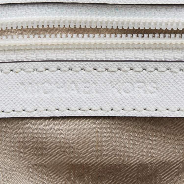 Pre Owned Michael Kors White Leather Small Ava Top Handle Bag