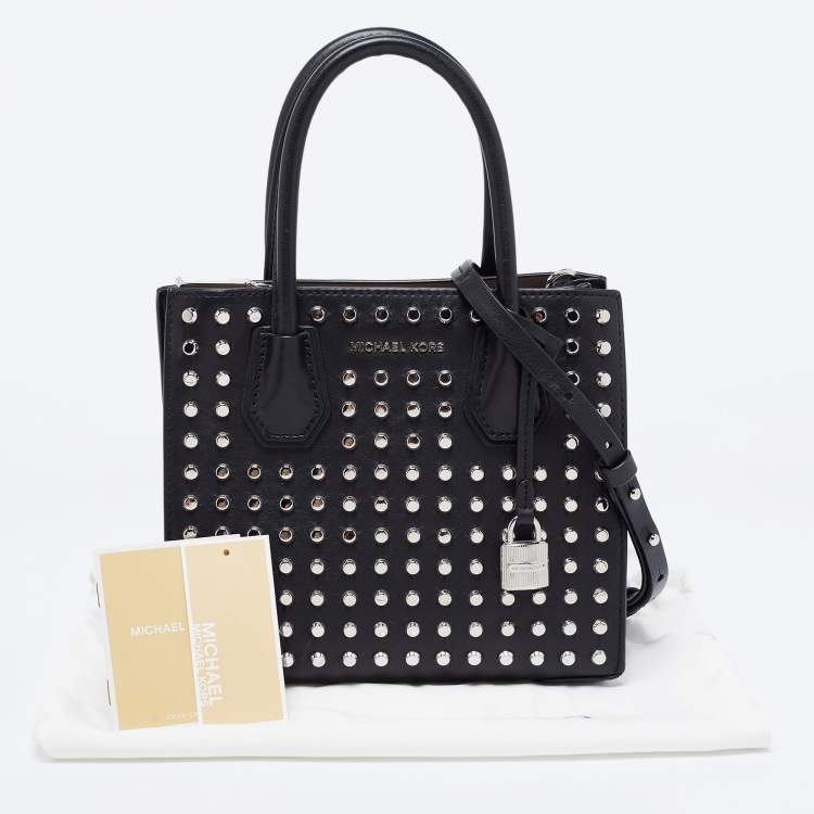 Pre Owned Michael Kors Black Studded Leather Small Mercer Tote