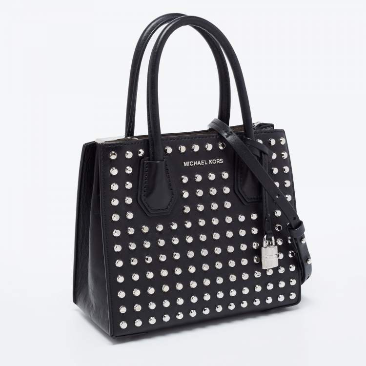Pre Owned Michael Kors Black Studded Leather Small Mercer Tote