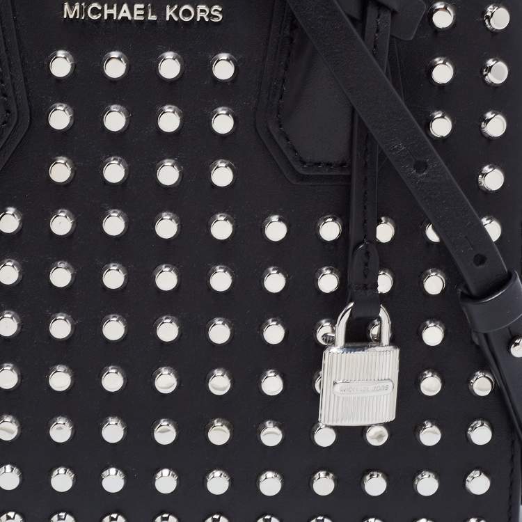 Pre Owned Michael Kors Black Studded Leather Small Mercer Tote
