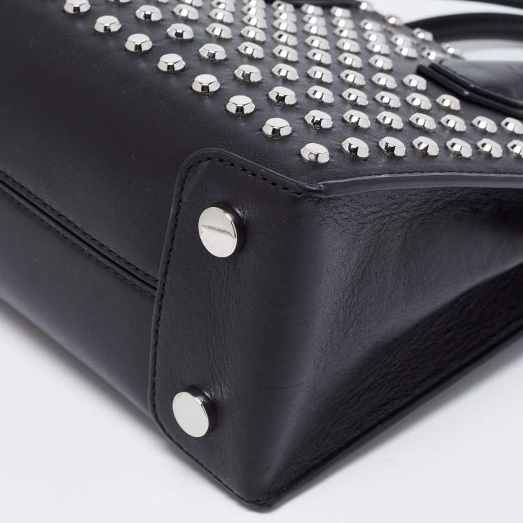 Pre Owned Michael Kors Black Studded Leather Small Mercer Tote