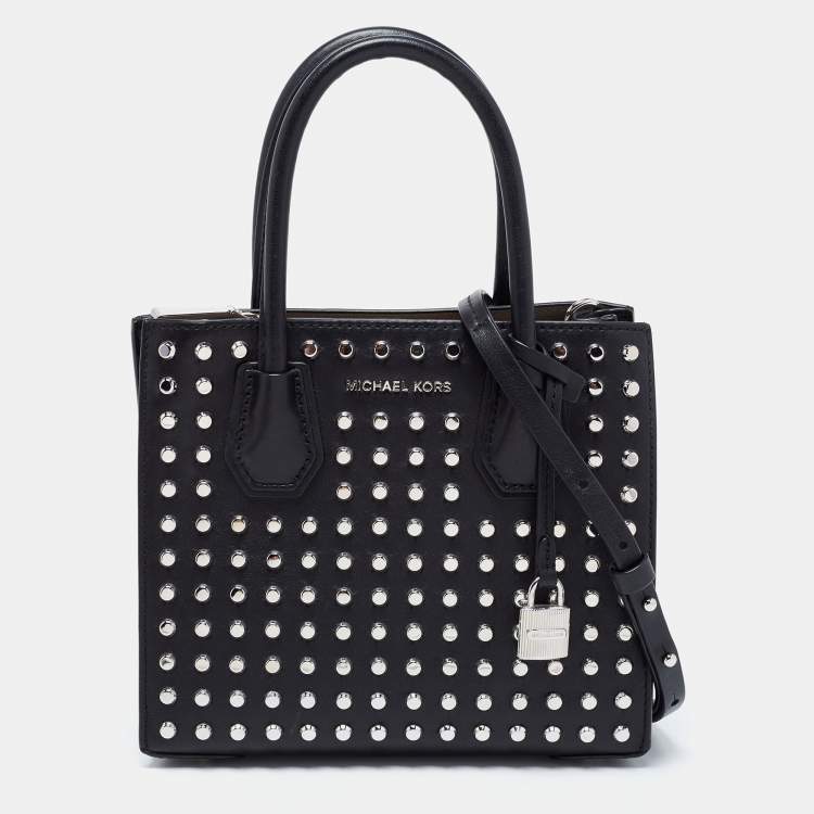 Pre Owned Michael Kors Black Studded Leather Small Mercer Tote