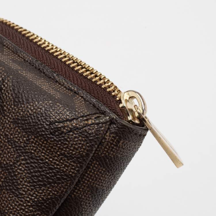 Pre Owned Michael Kors Brown/Purple Signature Coated Canvas And Leather Wallet On Chain