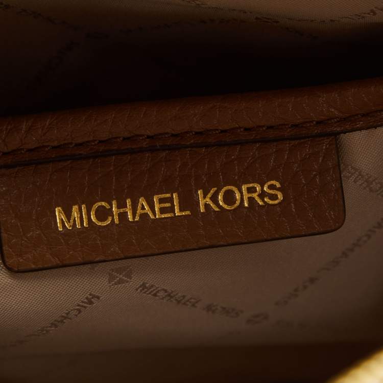 Pre Owned MICHAEL Michael Kors White Signature Coated Canvas and Leather Medium Abbey Backpack