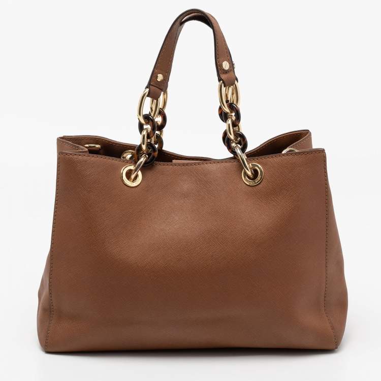 Pre Owned MICHAEL Michael Kors Brown Saffiano Leather Medium Cynthia Tote