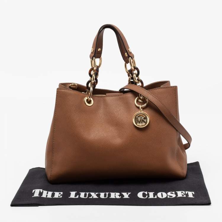 Pre Owned MICHAEL Michael Kors Brown Saffiano Leather Medium Cynthia Tote