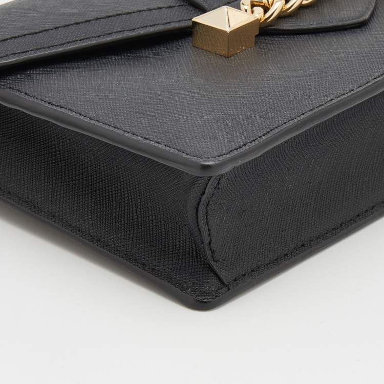 Pre Owned Michael Kors Black Leather Karla Chain Clutch