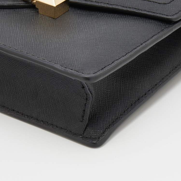 Pre Owned Michael Kors Black Leather Karla Chain Clutch