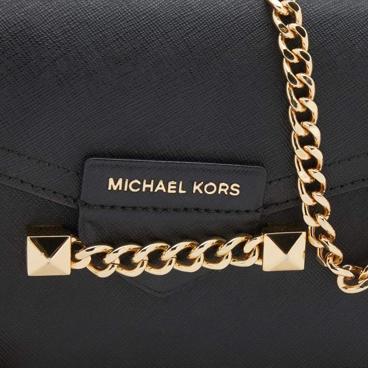 Pre Owned Michael Kors Black Leather Karla Chain Clutch