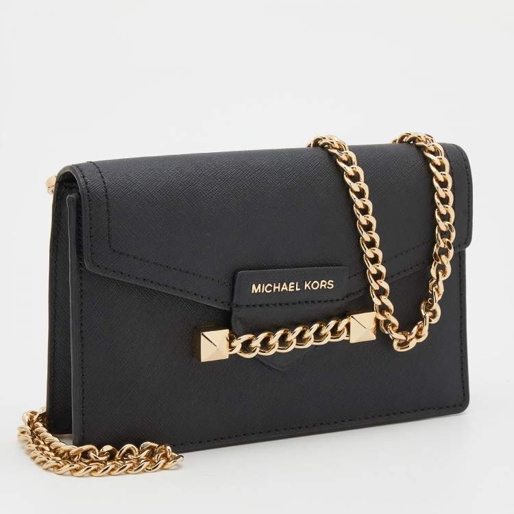Pre Owned Michael Kors Black Leather Karla Chain Clutch