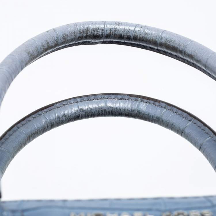 مملوكة مسبقًا Michael Kors Blue Croc Embossed Leather Mini Mercer Tote