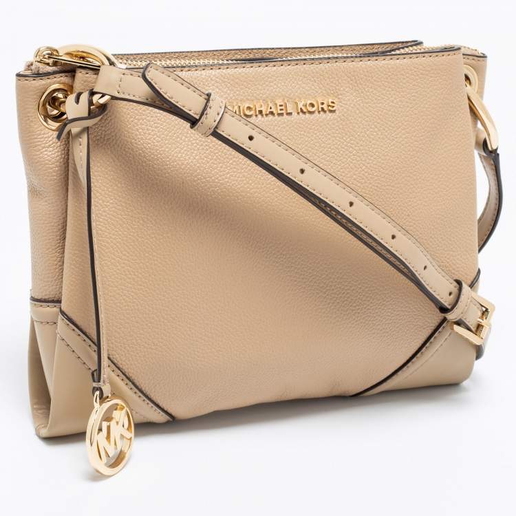 Pre Owned Michael Kors Beige Leather Nicole Shoulder Bag