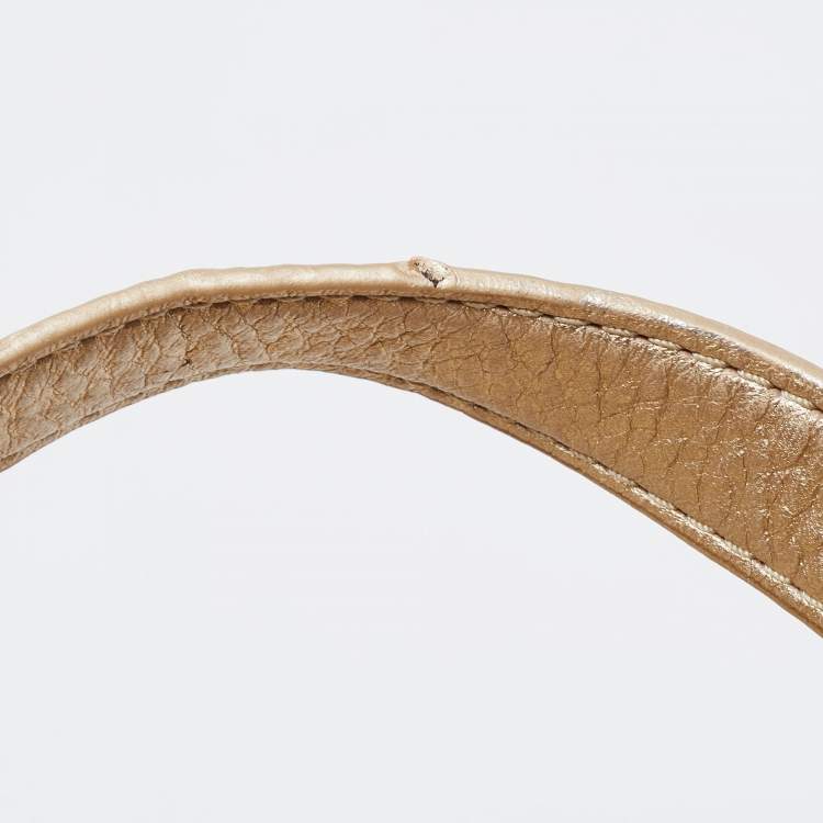 Pre Owned Michael Kors Metallic Gold Leather Large Colgate Grab Shoulder Bag