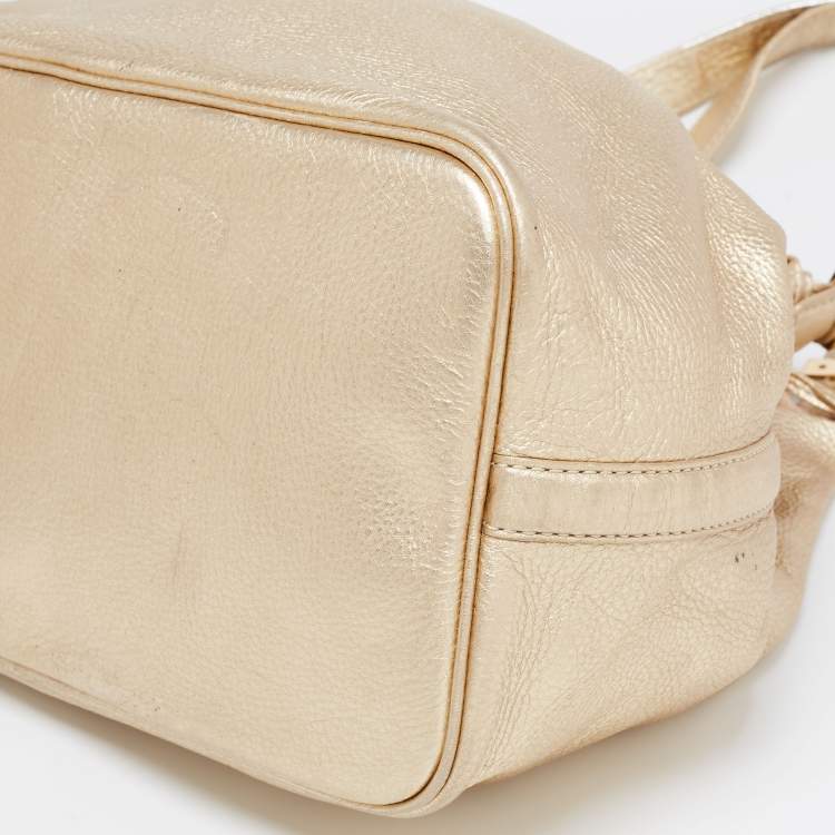 Pre Owned Michael Kors Metallic Gold Leather Large Colgate Grab Shoulder Bag