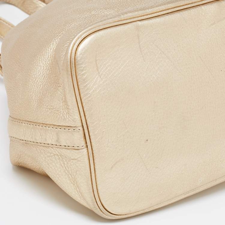 Pre Owned Michael Kors Metallic Gold Leather Large Colgate Grab Shoulder Bag