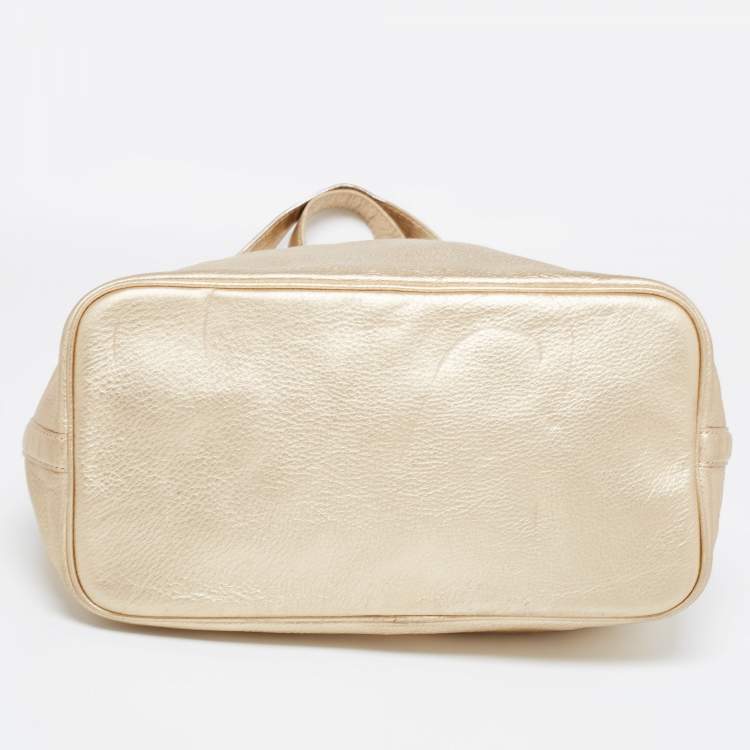 Pre Owned Michael Kors Metallic Gold Leather Large Colgate Grab Shoulder Bag