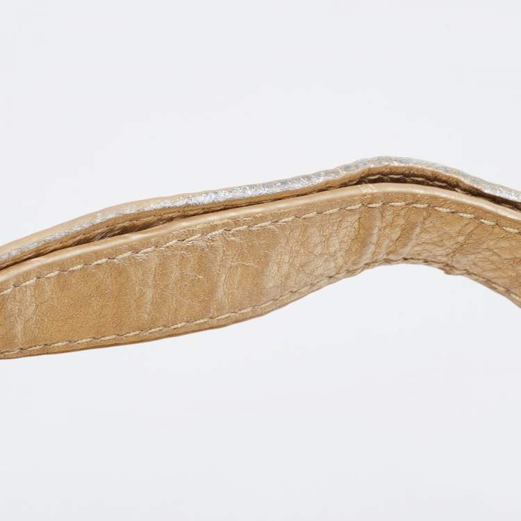 Pre Owned Michael Kors Metallic Gold Leather Large Colgate Grab Shoulder Bag