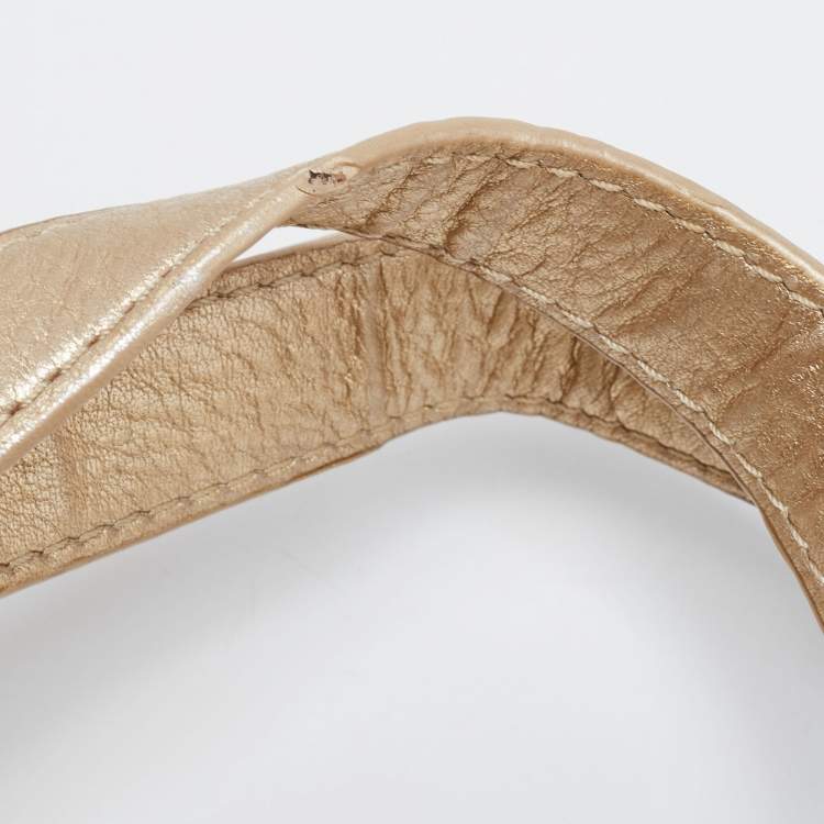 Pre Owned Michael Kors Metallic Gold Leather Large Colgate Grab Shoulder Bag