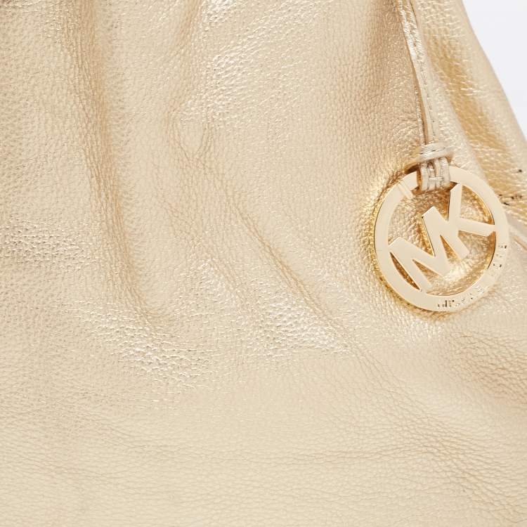 Pre Owned Michael Kors Metallic Gold Leather Large Colgate Grab Shoulder Bag