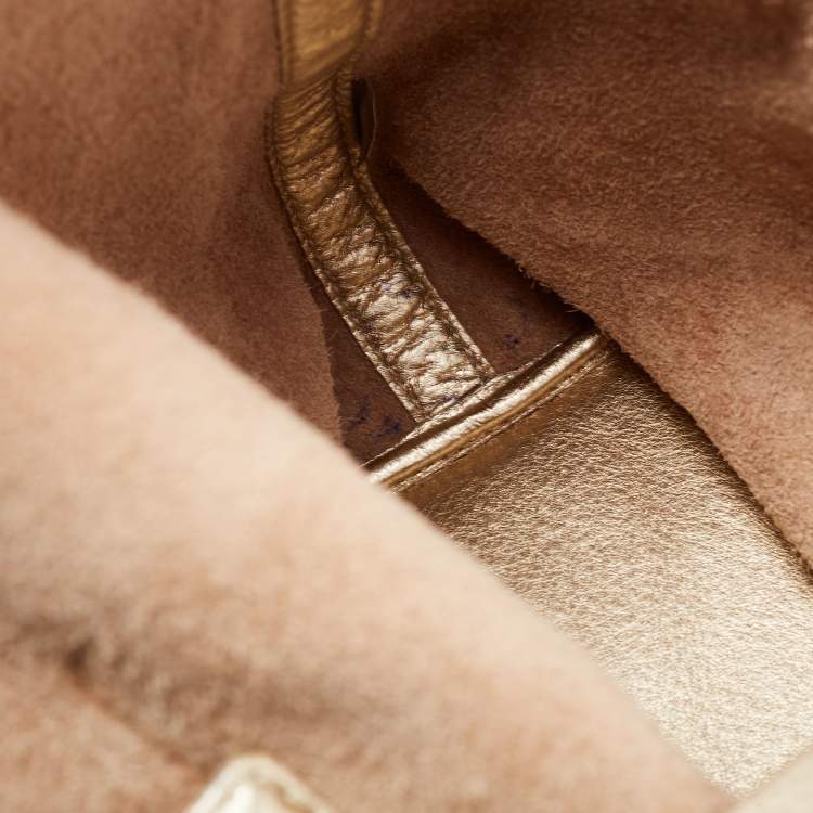 Pre Owned Michael Kors Metallic Gold Leather Large Colgate Grab Shoulder Bag