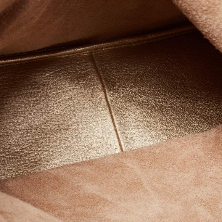 Pre Owned Michael Kors Metallic Gold Leather Large Colgate Grab Shoulder Bag