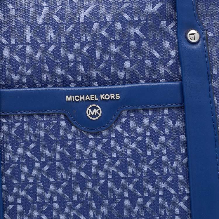 Pre Owned Michael Kors Blue Signature Coated Canvas And Leather Beck Tote