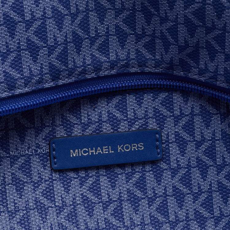 Pre Owned Michael Kors Blue Signature Coated Canvas And Leather Beck Tote