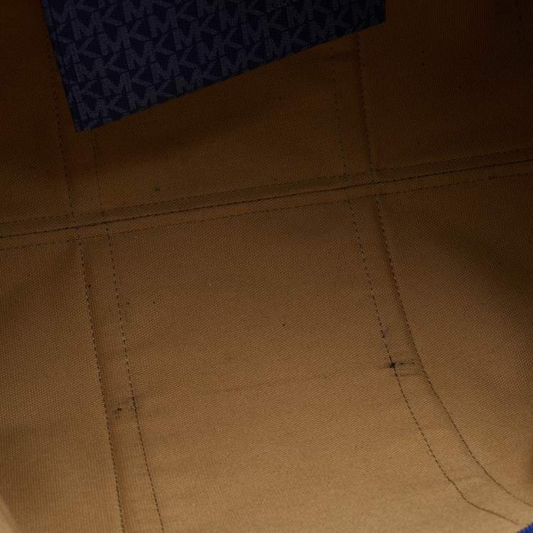 Pre Owned Michael Kors Blue Signature Coated Canvas And Leather Beck Tote