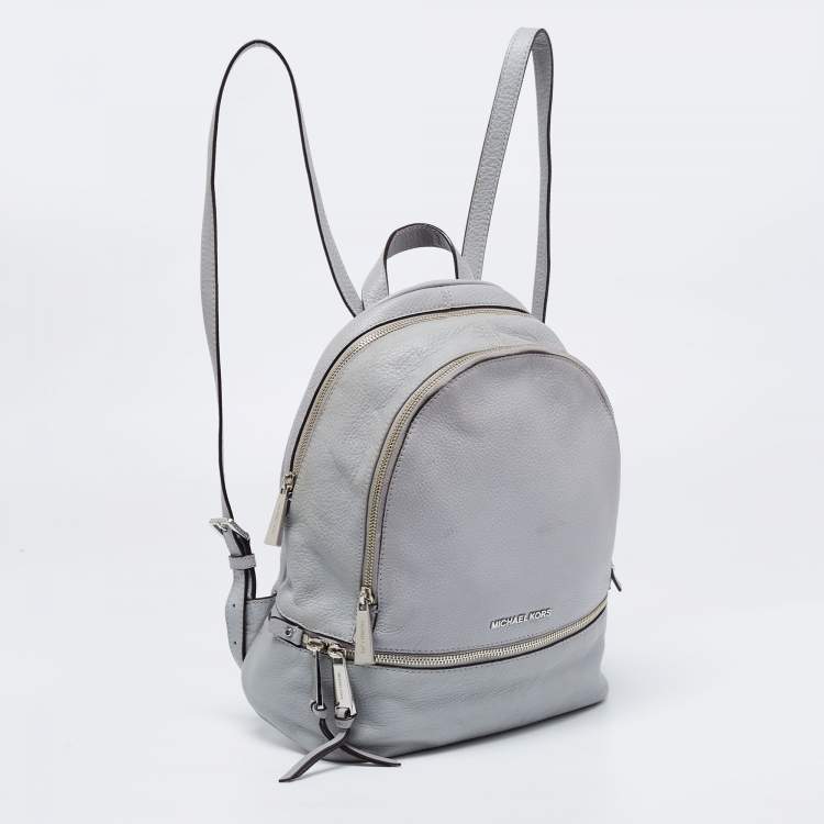 Pre Owned Michael Kors Grey Leather Rhea Medium Backpack