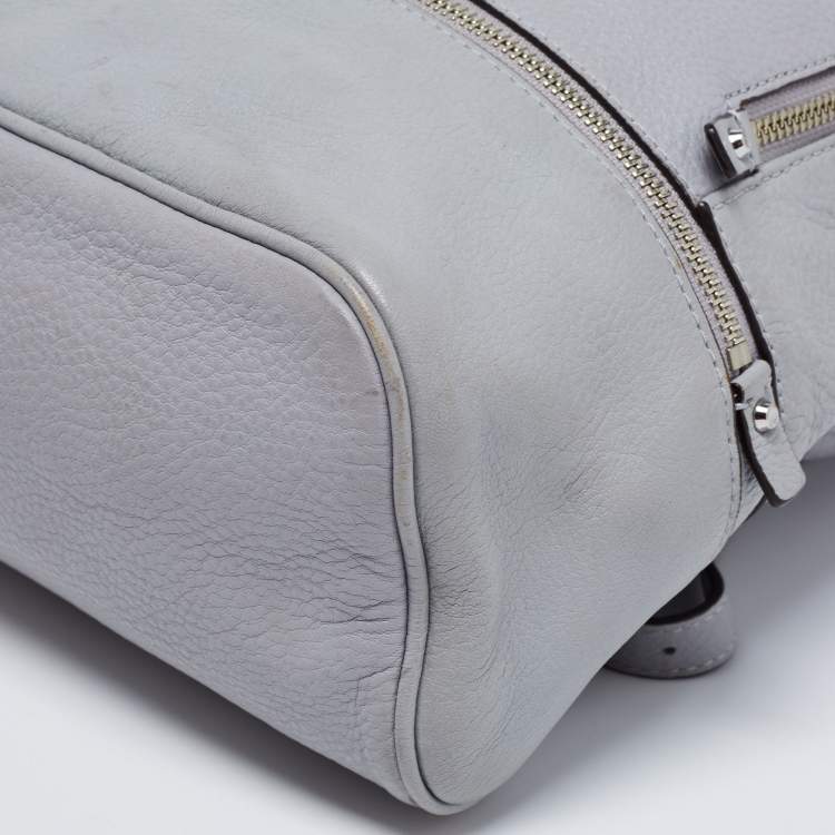Pre Owned Michael Kors Grey Leather Rhea Medium Backpack