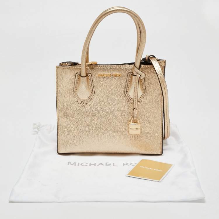 Pre Owned Michael Kors Gold Leather Mercer Tote