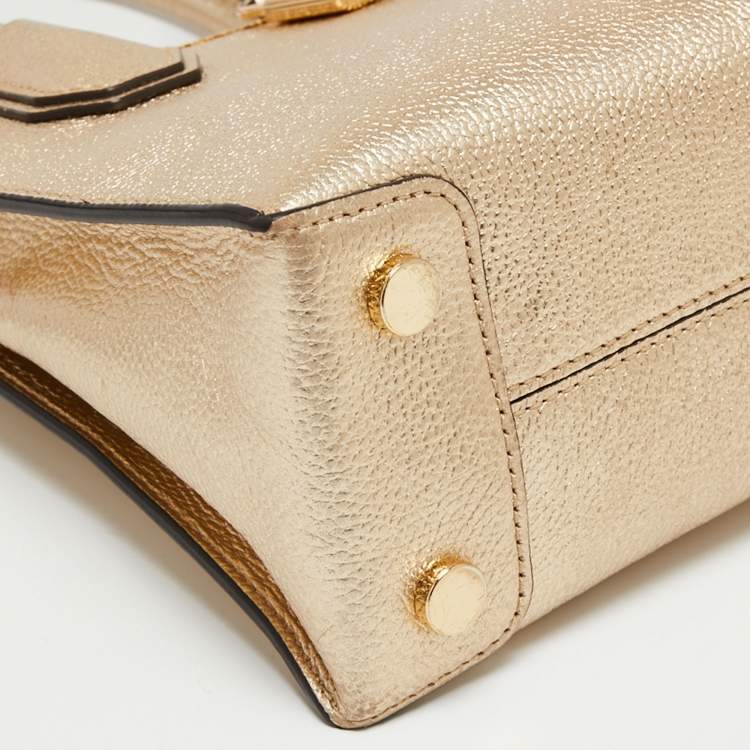 Pre Owned Michael Kors Gold Leather Mercer Tote