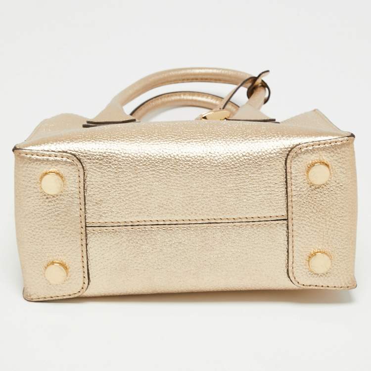 Pre Owned Michael Kors Gold Leather Mercer Tote