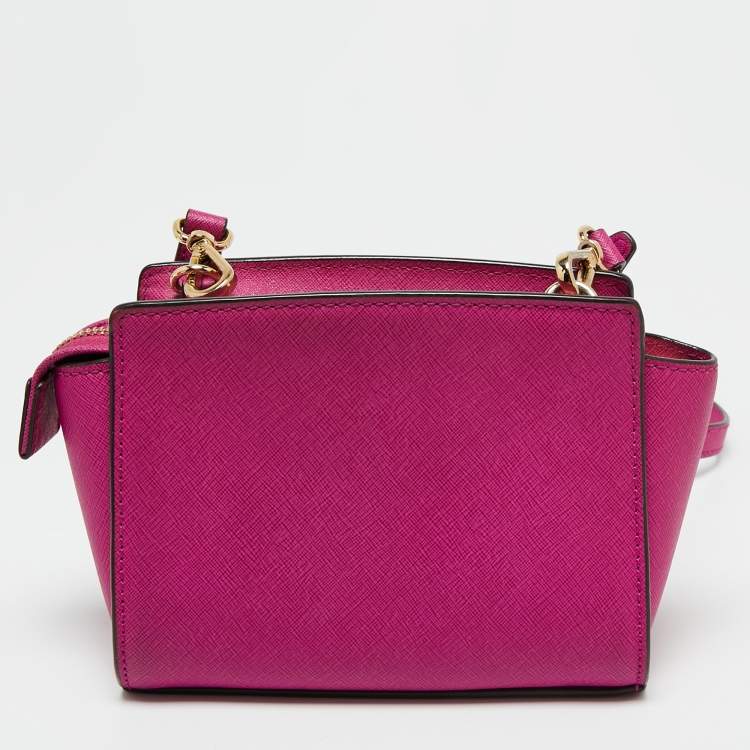 Pre Owned Michael Kors Pink Saffiano Leather Small Selma Crossbody Bag