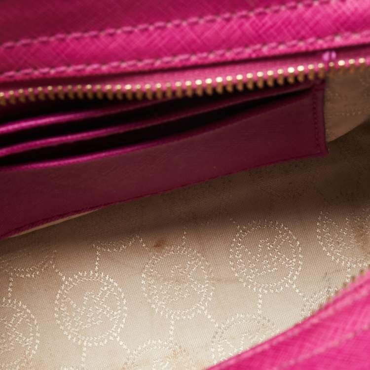 Pre Owned Michael Kors Pink Saffiano Leather Small Selma Crossbody Bag