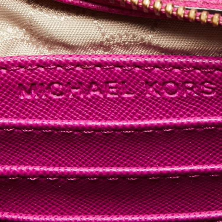 Pre Owned Michael Kors Pink Saffiano Leather Small Selma Crossbody Bag