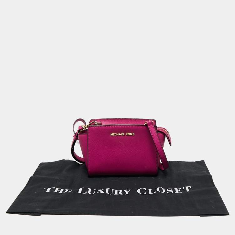 Pre Owned Michael Kors Pink Saffiano Leather Small Selma Crossbody Bag