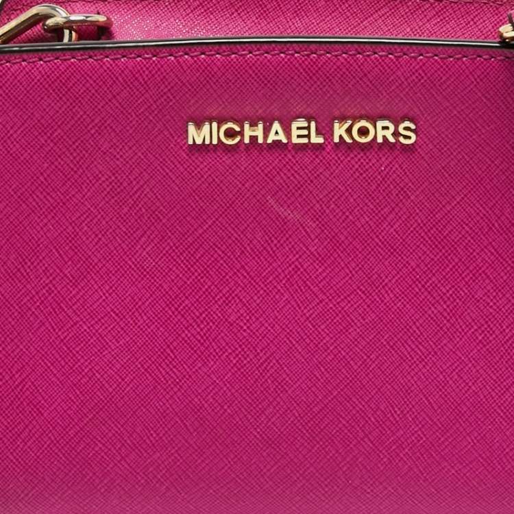 Pre Owned Michael Kors Pink Saffiano Leather Small Selma Crossbody Bag