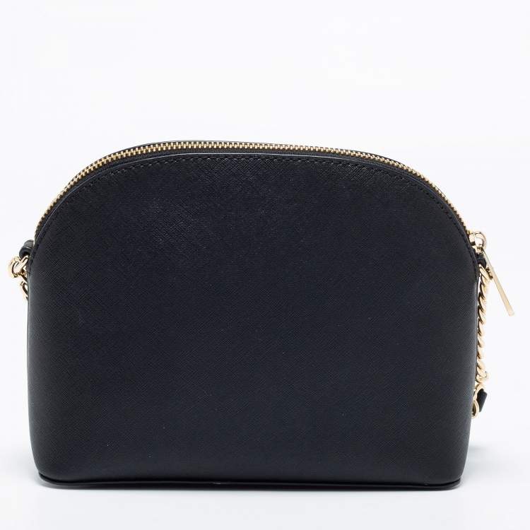 Pre Owned Michael Kors Black Leather Medium Dome Crossbody Bag