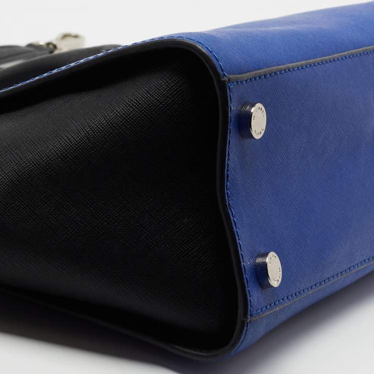 Pre Owned Michael Kors Black/ Blue Leather Selma Satchel