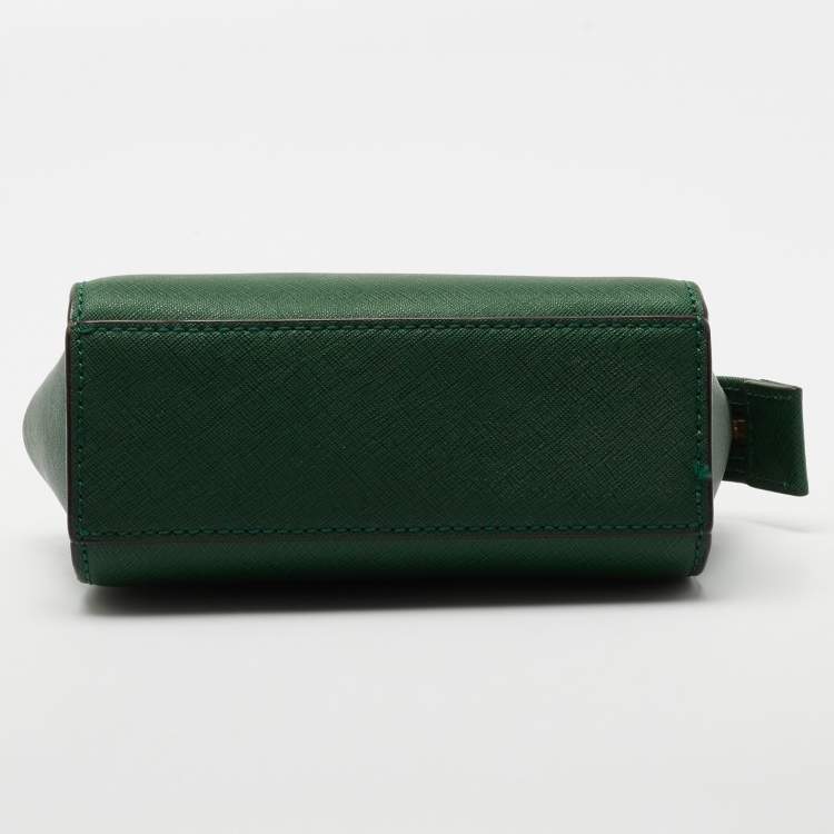 Pre Owned Michael Kors Green Saffiano Leather Mini Selma Crossbody Bag