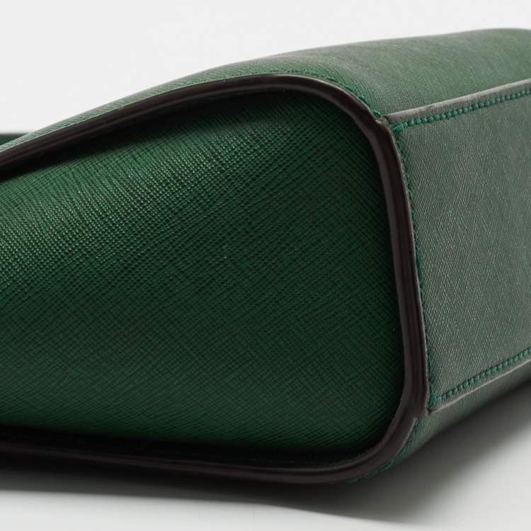 Pre Owned Michael Kors Green Saffiano Leather Mini Selma Crossbody Bag