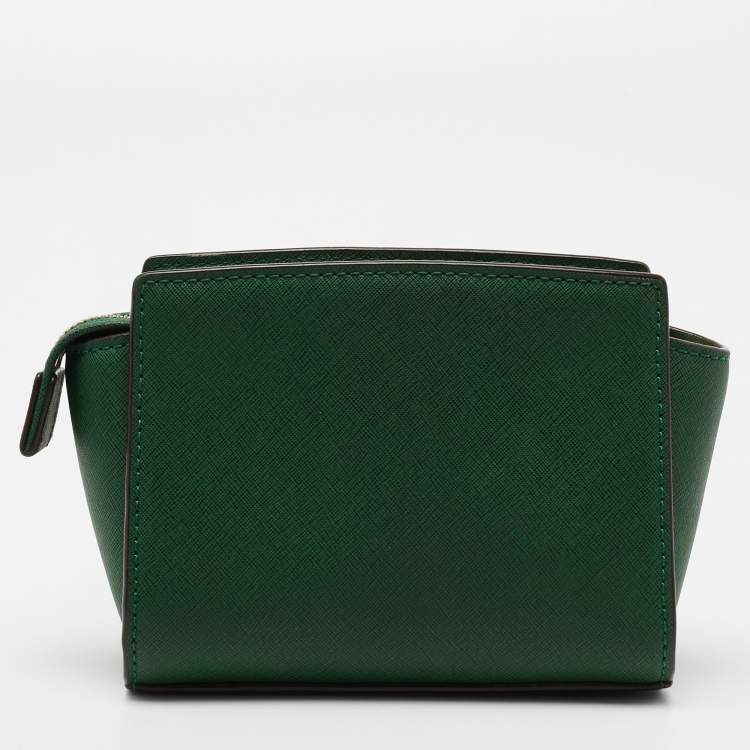 Pre Owned Michael Kors Green Saffiano Leather Mini Selma Crossbody Bag