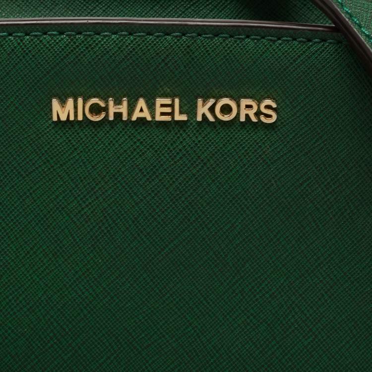 Pre Owned Michael Kors Green Saffiano Leather Mini Selma Crossbody Bag