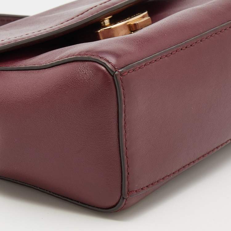 Pre Owned Michael Kors Burgundy Leather Ava Top Handle Bag