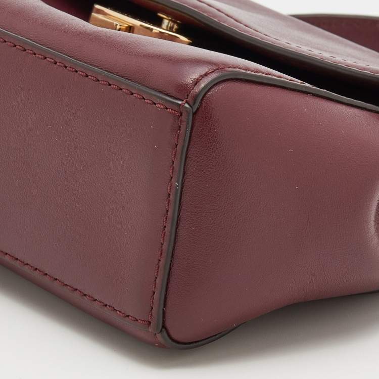 Pre Owned Michael Kors Burgundy Leather Ava Top Handle Bag