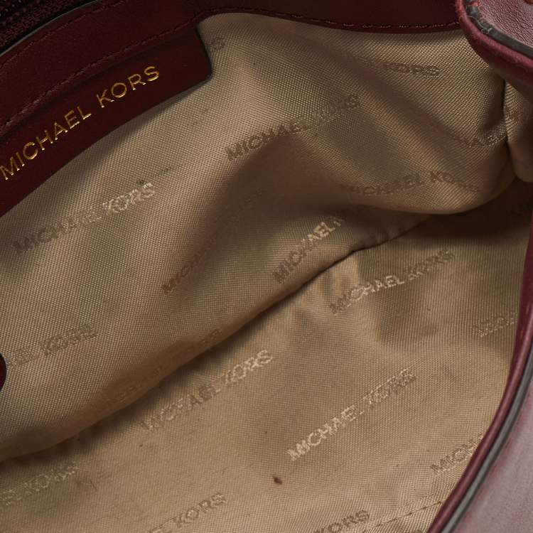 Pre Owned Michael Kors Burgundy Leather Ava Top Handle Bag
