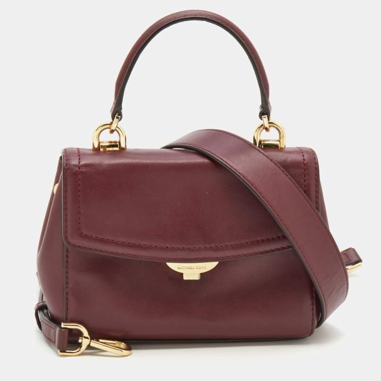 Pre Owned Michael Kors Burgundy Leather Ava Top Handle Bag